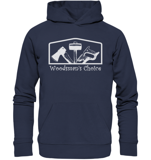 Woodsman's Choice 'Axt Hammer Säge' (helles Design) - Premium Unisex Hoodie – Bild 5