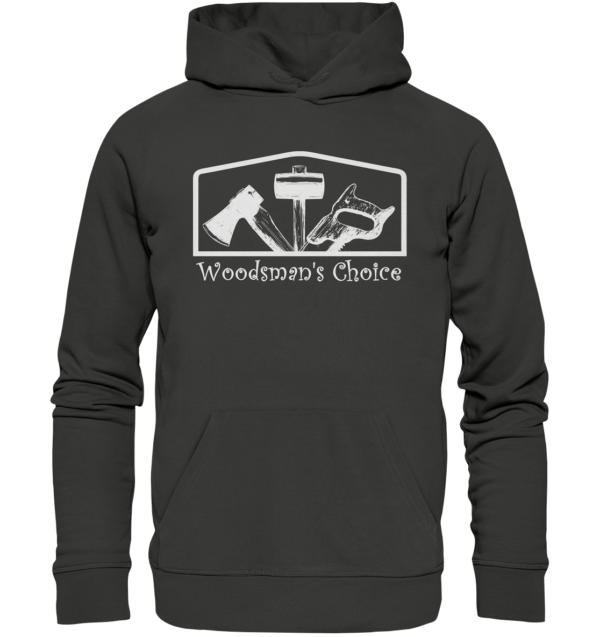 Woodsman's Choice 'Axt Hammer Säge' (helles Design) - Premium Unisex Hoodie – Bild 2